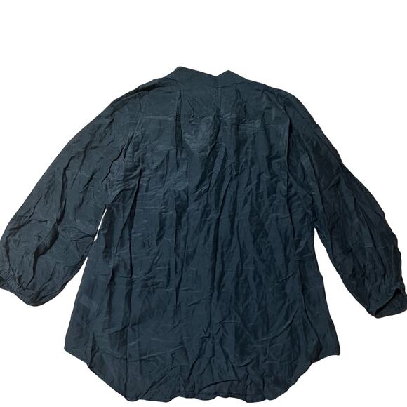 Lauren Ralph Lauren Cotton Silk Blend Black Tunic Tie Top Size Medium - Picture 2 of 5